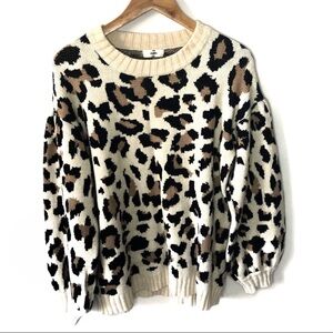 Entro Cream and Black Leopard Print Sweater